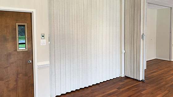 Fellowship Hall accordion doors and partition walls
