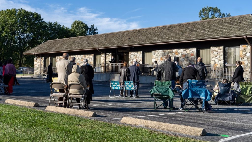 outdoor worship service at Spencerville