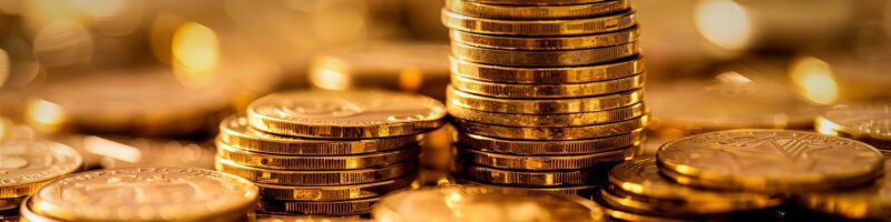 stacks of gold coins in a vast sea of riches