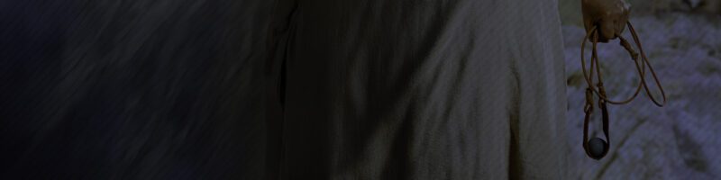 biblical story of david, with a stone in his sling